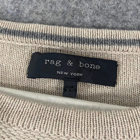 Rag & Bone Sweater XS Beige Striped Merino Wool Knit Long Sleeve - Picture 5 of 7